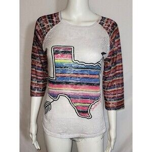 Southern Grace Burnout Texas Serape Tee - Size S
